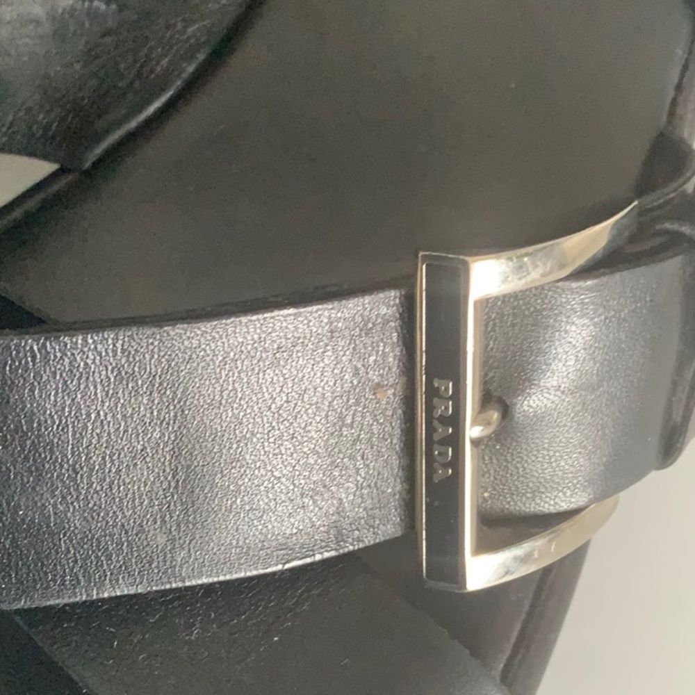 Black Wedge Prada Sandal - Picture 3 of 13